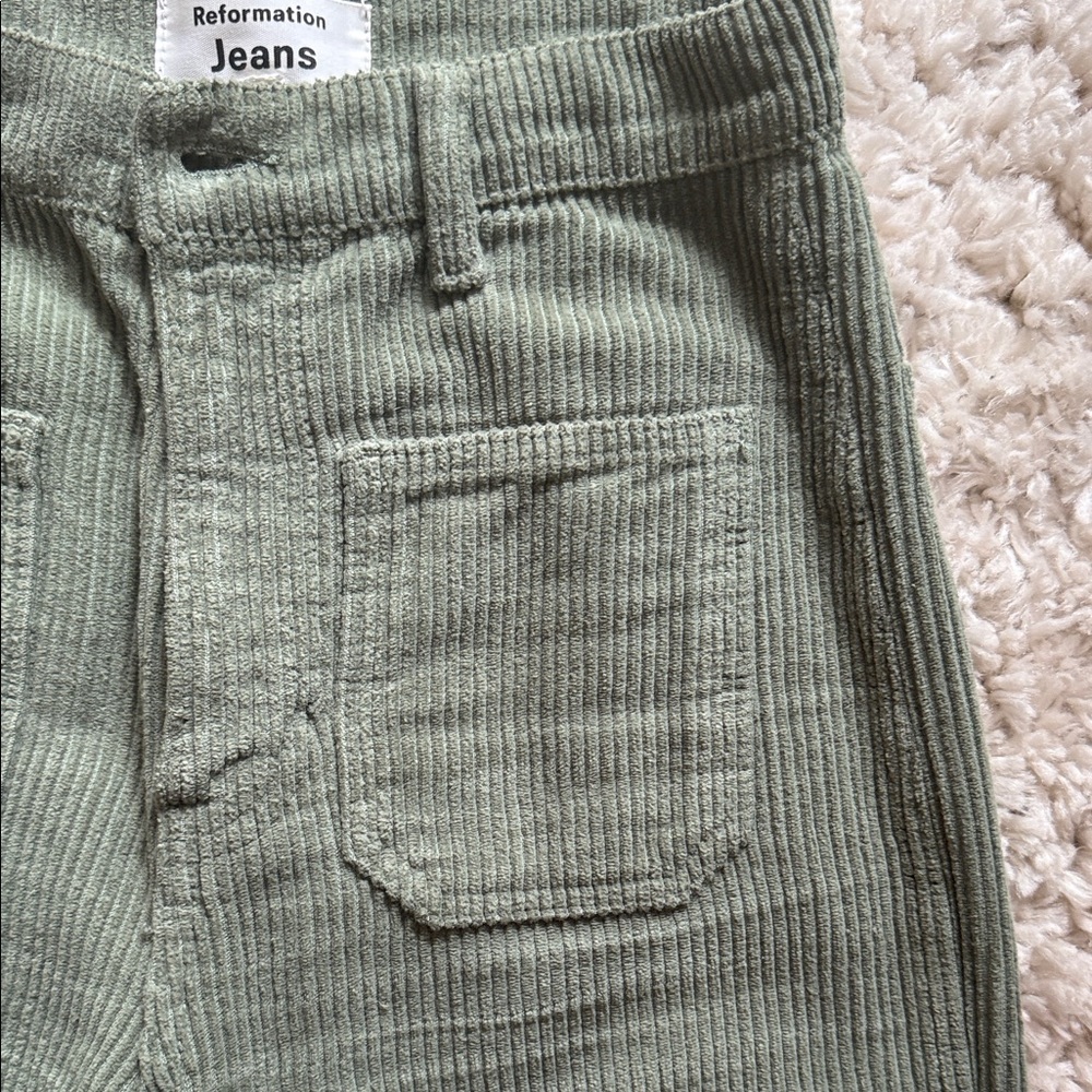 Reformation High-Rise Wide-Leg Corduroy Jeans in Sage - Picture 4 of 5